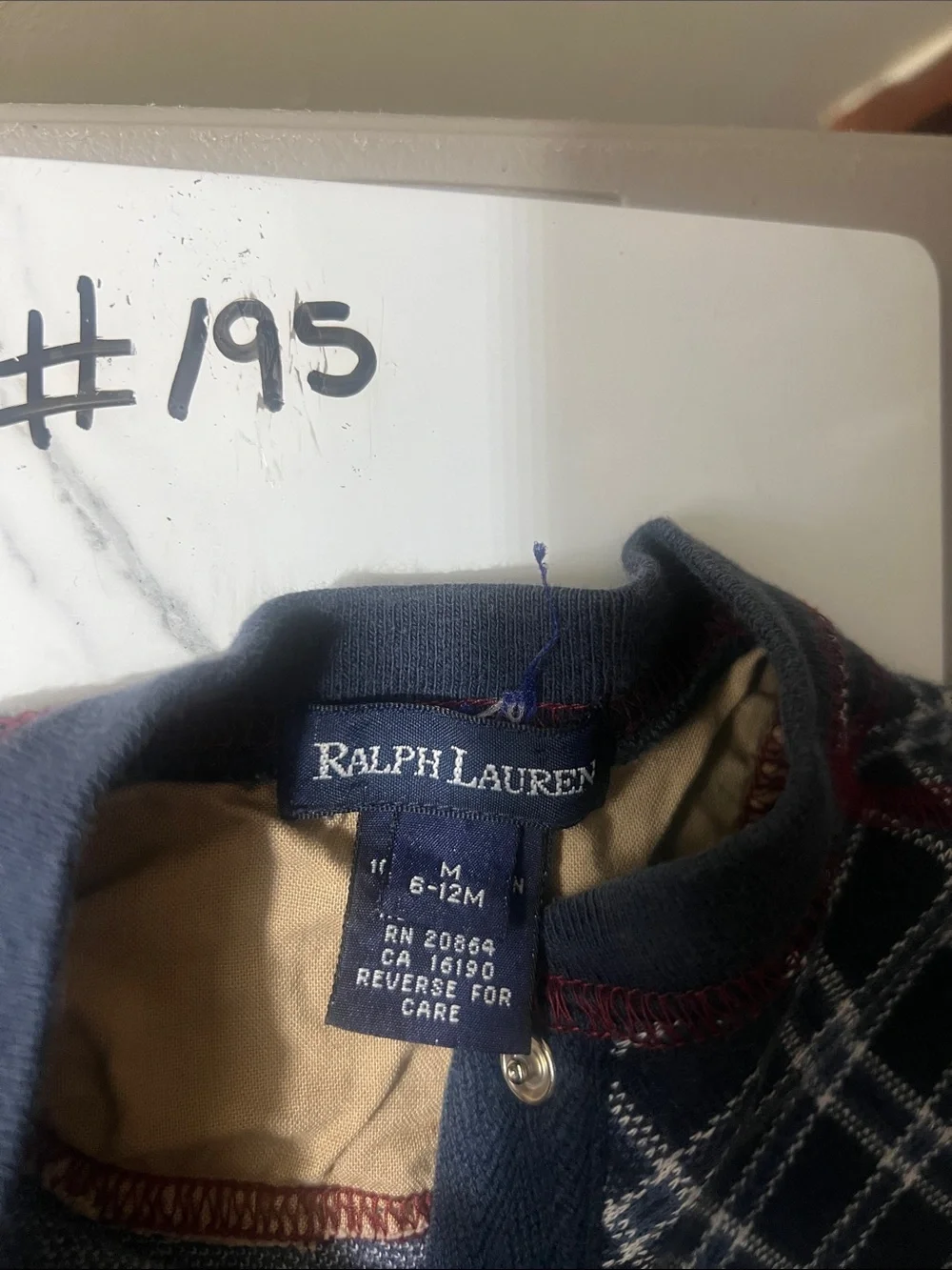 Vtg 90s Ralph Lauren Baby Girl Plaid Dress 6-12 Months Navy Grid Cotton Pocket